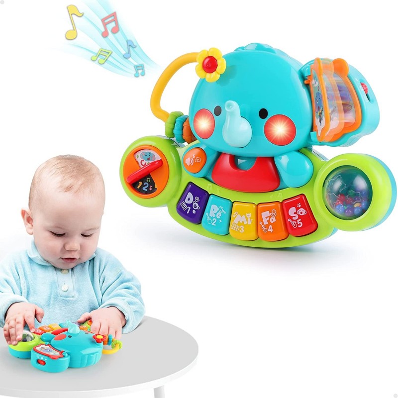 Baby Music Elephant Toys Toddler Electronic Learning Sensory Toy Musical Piano Keyboard W/ Lights Sounds Infant Birthday Gift...