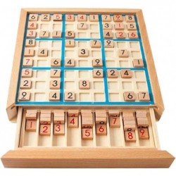 Wooden Sudoku Puzzle Board Game with Drawer Number Thinking Tiles Logical Reasoning Training Classic Table Toy for Adults and...