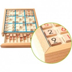 Wooden Sudoku Puzzle Board Game with Drawer Number Thinking Tiles Logical Reasoning Training Classic Table Toy for Adults and...