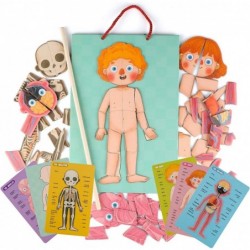 Wooden Human Body Puzzle for Kids Toddlers 90 Piece Magnetic Anatomy Body Puzzles to Learn Body Parts Organs Muscles and Bone...