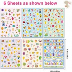 Children Stickers Sheet Assorted Easter Bunny Stickers for Party Favor DIY Craft Art Making Decoration 6-Sheet Easter Sticker...