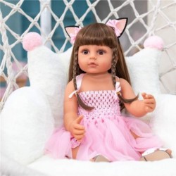 Realistic Black Full Body Silicone Reborn Baby Dolls Biracial Girl 22inch Lifelike Handmade African American Weighted Real Si...