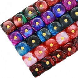 YOUSHARES 50 Pack D6 Game Dice Set with Pouch - 16mm Two Color 6 Sided Dice Perfect Table Games Dice for Tenzi Yahtzee DND MT...