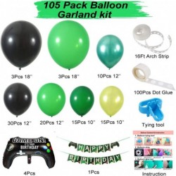 Video Game Party Balloon Garland Kit 105 Pack Green Black Balloons Garland Kit Ideal for Video Game Pixel Miner Gamer Birthda...