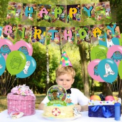 Singing Monsters Birthday Party Decorations Monsters of Singing Theme Party Supplies with Happy Birthday Banner Cupcake Toppe...