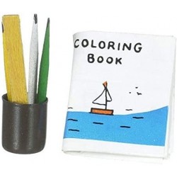 Dollhouse Colouring Books & Pencil Pot Miniature School Desk Accessory $16.86 Dollhouse Accessories