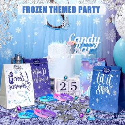 72 Pcs Winter Party Favors Snowflake Gift Bags with Stickers Princess Wand Snowflake Silicone Bracelet Necklace Ring for Kids...