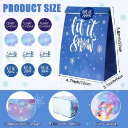 72 Pcs Winter Party Favors Snowflake Gift Bags with Stickers Princess Wand Snowflake Silicone Bracelet Necklace Ring for Kids...