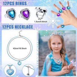 72 Pcs Winter Party Favors Snowflake Gift Bags with Stickers Princess Wand Snowflake Silicone Bracelet Necklace Ring for Kids...