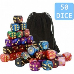 YOUSHARES 50 Pack D6 Game Dice Set with Pouch - 16mm Two Color 6 Sided Dice Perfect Table Games Dice for Tenzi Yahtzee DND MT...