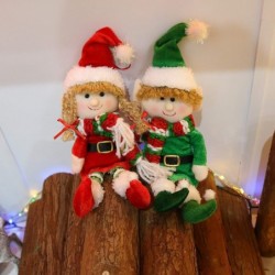 2pcs Christmas Elves Plush Dolls Adorable Soft Boy and Girl Set of 2 Xmas Elf Stuffed Animals Hanging Ornaments Santa Helper ...