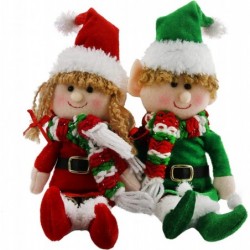 2pcs Christmas Elves Plush Dolls Adorable Soft Boy and Girl Set of 2 Xmas Elf Stuffed Animals Hanging Ornaments Santa Helper ...