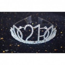 21st Birthday Silver Tiara and Sash Happy 21st Birthday Party Supplies Birthday Girl Glitter Satin Sash and Crystal Tiara Pri...