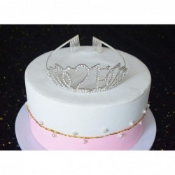 21st Birthday Silver Tiara and Sash Happy 21st Birthday Party Supplies Birthday Girl Glitter Satin Sash and Crystal Tiara Pri...