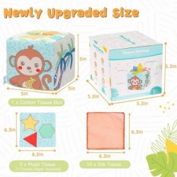 Baby Tissue Box Toy Montessori Toy for Babies 6-12 Months Pull Along Magic Sensory Toys with 10 Silk Scarves 3 Stuffed Tissue...