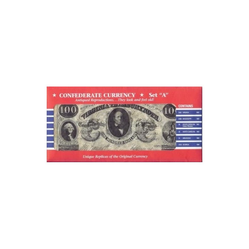 Replica Confederate Currency Set 'A' contains 6 Bills $17.35 Money & Banking Play Toys