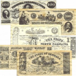 Replica Confederate Currency Set 'A' contains 6 Bills $17.35 Money & Banking Play Toys