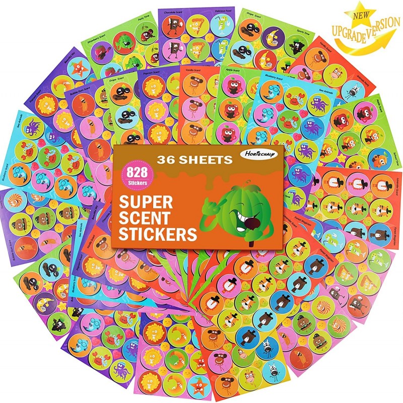 36 Sheets Scratch and Sniff Stickers 9 Different Sweet Scents Have Fun with Your Friends Teachers Parents for Parties Crafts ...