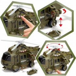 3 in 1 Friction Powered Siren Military Vehicle Toy with Action Figures Including Military Truck Helicopter and Tank Toy Milit...