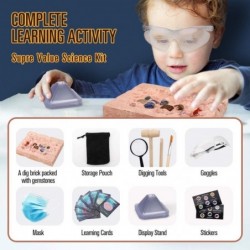 Gemstone Dig Kit STEM Science Educational Toys Dig Up 12 Real Gems and Crystals Excavation Toys Archaeology Geology Rock Coll...