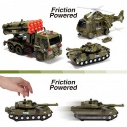 3 in 1 Friction Powered Siren Military Vehicle Toy with Action Figures Including Military Truck Helicopter and Tank Toy Milit...