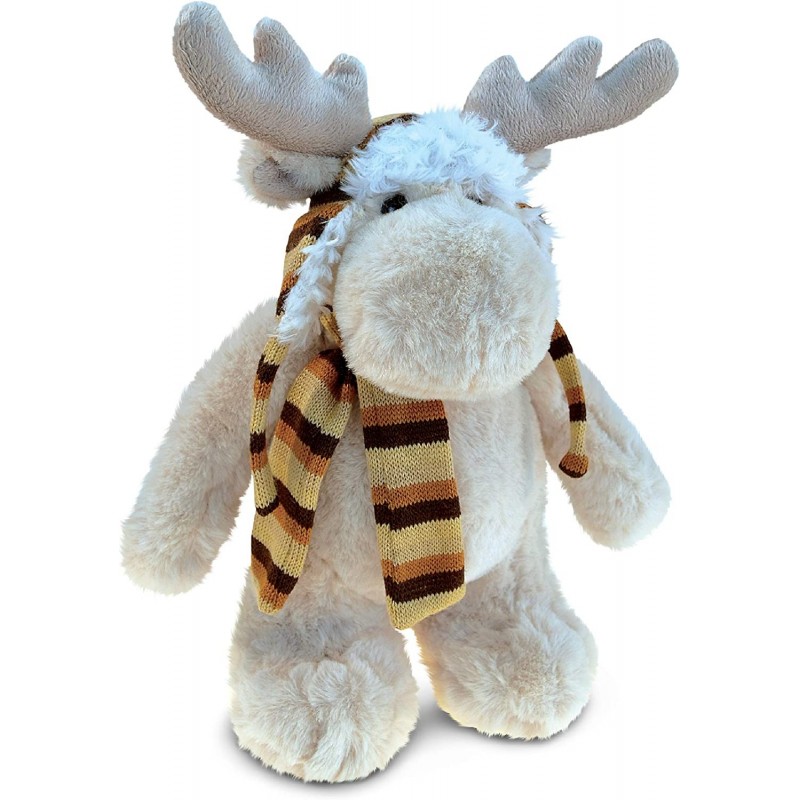 DolliBu Plush Standing Moose Stuffed Animal - Soft Fur Huggable Moose with Brown Hat & Neck Scarf Adorable Plush Toy Wild Lif...