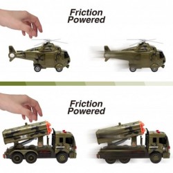 3 in 1 Friction Powered Siren Military Vehicle Toy with Action Figures Including Military Truck Helicopter and Tank Toy Milit...