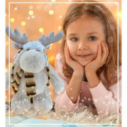 DolliBu Plush Standing Moose Stuffed Animal - Soft Fur Huggable Moose with Brown Hat & Neck Scarf Adorable Plush Toy Wild Lif...