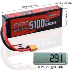 2S 7.4V Lipo Battery 5100mAh 70C Hard Case with XT60 Connector for RC Vehicles Car Truck Tank Buggy Truggy Boat Racing Hobby ...