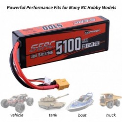 2S 7.4V Lipo Battery 5100mAh 70C Hard Case with XT60 Connector for RC Vehicles Car Truck Tank Buggy Truggy Boat Racing Hobby ...