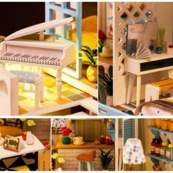 DIY Miniature Dollhouse Wooden Furniture Kit Handmade Mini Modern Model Plus with Dust Cover & Music Box 1:24 Scale Creative ...