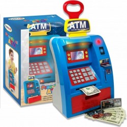 Preschool Pretend ATM Machine & Piggy Bank for Kids Ages 3 & Up | Large Electronic ATM Bank with Lights Sounds & Features | w...