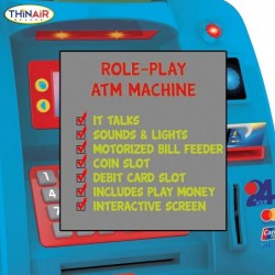 Preschool Pretend ATM Machine & Piggy Bank for Kids Ages 3 & Up | Large Electronic ATM Bank with Lights Sounds & Features | w...