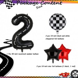 Race Car Birthday Balloons 40 Inch Racetrack Number Balloon 2 Black Boys Two Fast Birthday Race Car Theme Party Decor Supplie...