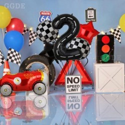 Race Car Birthday Balloons 40 Inch Racetrack Number Balloon 2 Black Boys Two Fast Birthday Race Car Theme Party Decor Supplie...