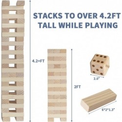 Giant Tumble Tower Stacking Backyard Game Stacking from 2Ft to Over 4.2Ft with 2 Dices|Scoreboard| Carrying Bag Wooden Block ...