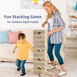 Giant Tumble Tower Stacking Backyard Game Stacking from 2Ft to Over 4.2Ft with 2 Dices|Scoreboard| Carrying Bag Wooden Block ...