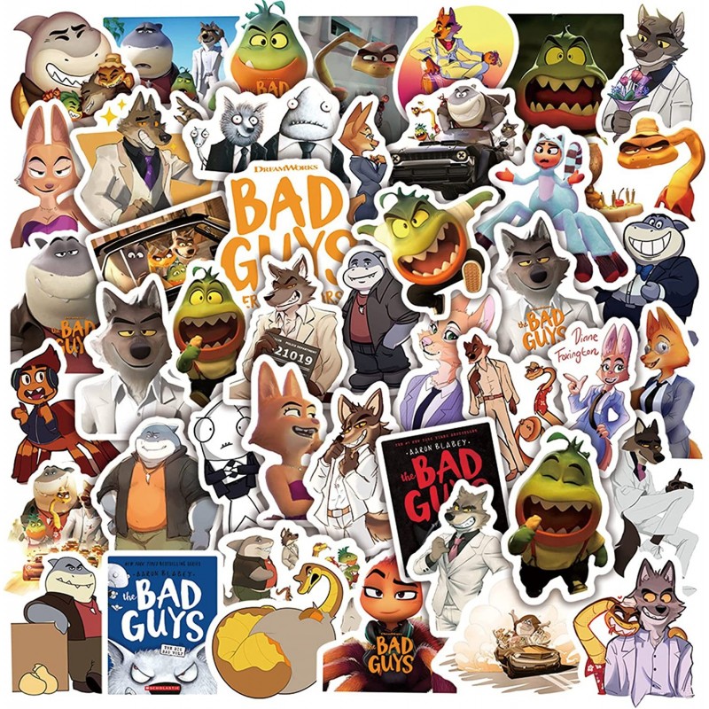 The Bad Guys Vinyls Stickers 50pcs Laptop Sticker Waterproof Stickers Luggage Skateboard Water Bottle Stickers Decal for Bicy...