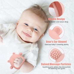 2 Pack Never Drop Silicone Baby Teething Toys for 3+ Months Infants Bear Shape Baby Chew Toys for Sucking Needs Hand Pacifier...