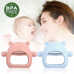 2 Pack Never Drop Silicone Baby Teething Toys for 3+ Months Infants Bear Shape Baby Chew Toys for Sucking Needs Hand Pacifier...