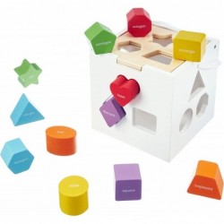 Smart Shapes Bilingual Sorting Cube - Activity Cube Toys for Toddler Learning in English and Spanish - Colorful Blocks in Woo...