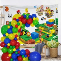 Toy Balloon Garland - Blue Green Red Yellow Latex Balloons for Toy Mario Birthday Circus Party Supplies $24.98 Kids' Party De...