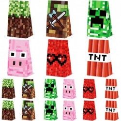 24 Pcs Pixel Game Theme Party Goodie Bags and 24 Stickers for Pixel Birthday Party Supplies Birthday Party Favor Bags for Gam...