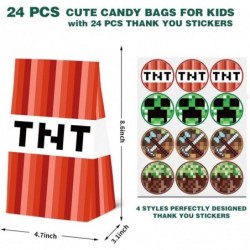 24 Pcs Pixel Game Theme Party Goodie Bags and 24 Stickers for Pixel Birthday Party Supplies Birthday Party Favor Bags for Gam...