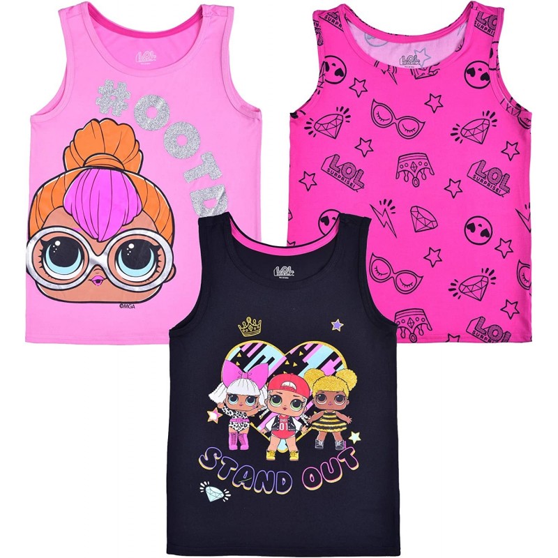 LOL Surprise Dolls Girls 3 Pack Tank Tops for Little and Big Kids – Pink/Black $43.60 Dolls