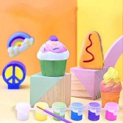 Paint Your Own Figurines Complete Plaster Craft Kit for Kids (Ice Cream Cake Butterfly Peace Symbol Cupcake and Rainbow) $25....