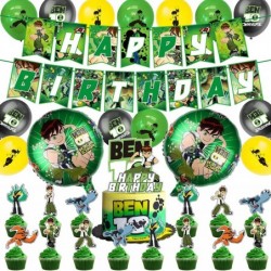 52pcs Ben 10 Party Supplies Birthday Ben 10 Birthday Party Supplies Includes Happy Birthday Banner Cake Toppers Cupcake Toppe...