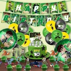 52pcs Ben 10 Party Supplies Birthday Ben 10 Birthday Party Supplies Includes Happy Birthday Banner Cake Toppers Cupcake Toppe...