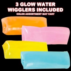 Glow Water Wigglers Set of 3 Glow in The Dark Fidget Toys for Kids Stress Relief Toys for Boys and Girls Goodie Bag Fillers U...