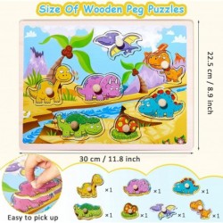 8 Pack Wood Puzzles for Toddlers 1 2 3 4 Years Wood Puzzles Peg Puzzles for Toddlers Wood Toddler Puzzles with Animal Vehicle...